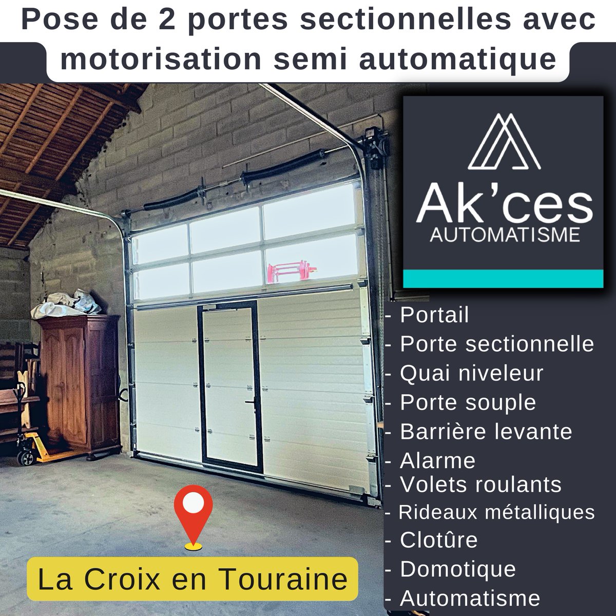 Akces37's tweet photo. 🛠 Pose de 2 portes sectionnelles avec motorisation semi automatique après avoir retiré les anciennes pour ce grand #hangar situé à La croix en Touraine (37) 🛠

👉 Vous aussi vous avez un projet, alors n'hésitez pas à nous contacter :
📞 02 47 28 13 72 📞 https://t.co/VHPzkNgkZo