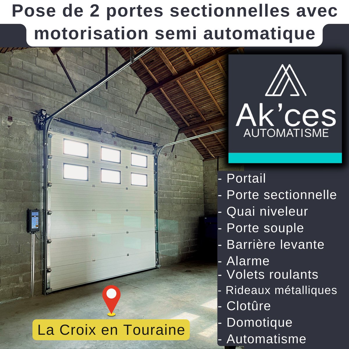 Akces37's tweet photo. 🛠 Pose de 2 portes sectionnelles avec motorisation semi automatique après avoir retiré les anciennes pour ce grand #hangar situé à La croix en Touraine (37) 🛠

👉 Vous aussi vous avez un projet, alors n'hésitez pas à nous contacter :
📞 02 47 28 13 72 📞 https://t.co/VHPzkNgkZo