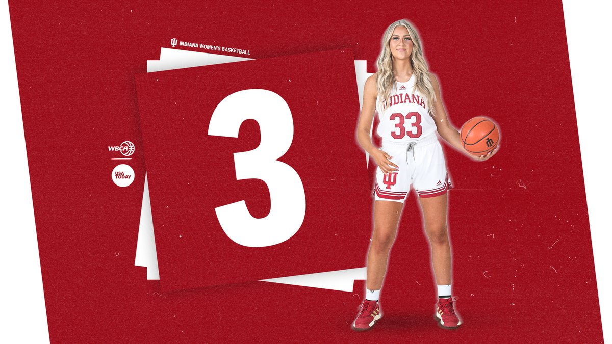 IndianaWBB's tweet image. The highest ranking in any poll in school history. 

The cream &amp;amp; crimson come in at No. 3️⃣ on the WBCA Coaches Poll.