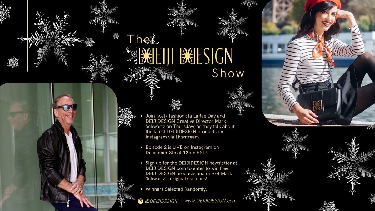 deijidesign's tweet photo. Lights, Camera, Action... It's Showtime!🎬 Episode 2 of the DEIJIDESIGN show is live streaming on Instagram on December 8th at 12PM EST. Make sure to tune in! Experience the Beauty and Elegance of DEIJIDESIGN today only at https://t.co/fU1j0PDwcI. #tuesdayvibe #upcomingshow https://t.co/iE3HJXTGsS