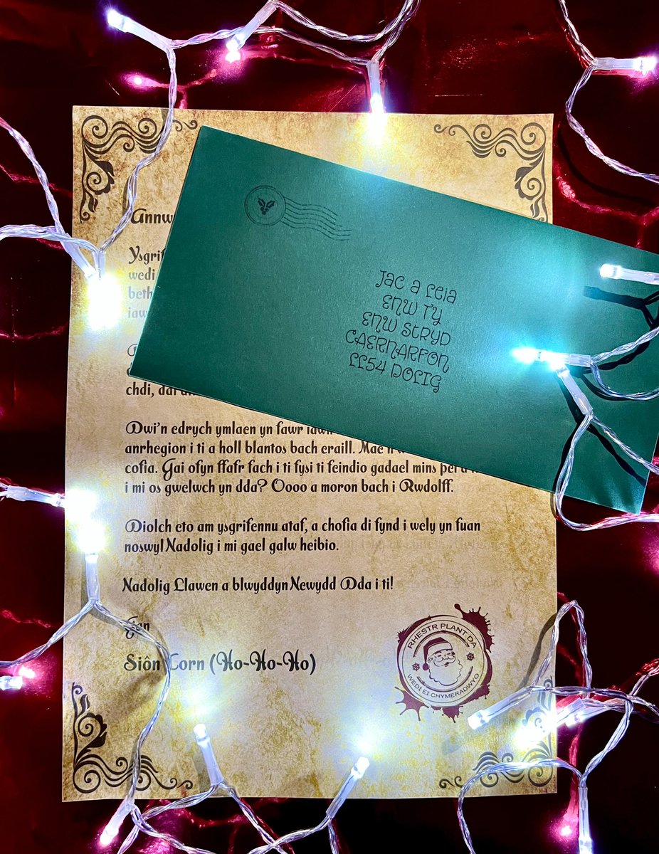 Archebion llythyr gan Siôn Corn dros y penwythnos wedi cael eu postio bore mha. Mae yna wythnos ar ôl i archebu rhai wedi printio, i gyrraedd cyn y Nadolig. 
Mae yna opsiwn i chi lawr lwytho ac i argraffu o gartref. Ewch i fy siop etsy i archebu.
etsy.com/uk/shop/MJPrin… 
#yagym