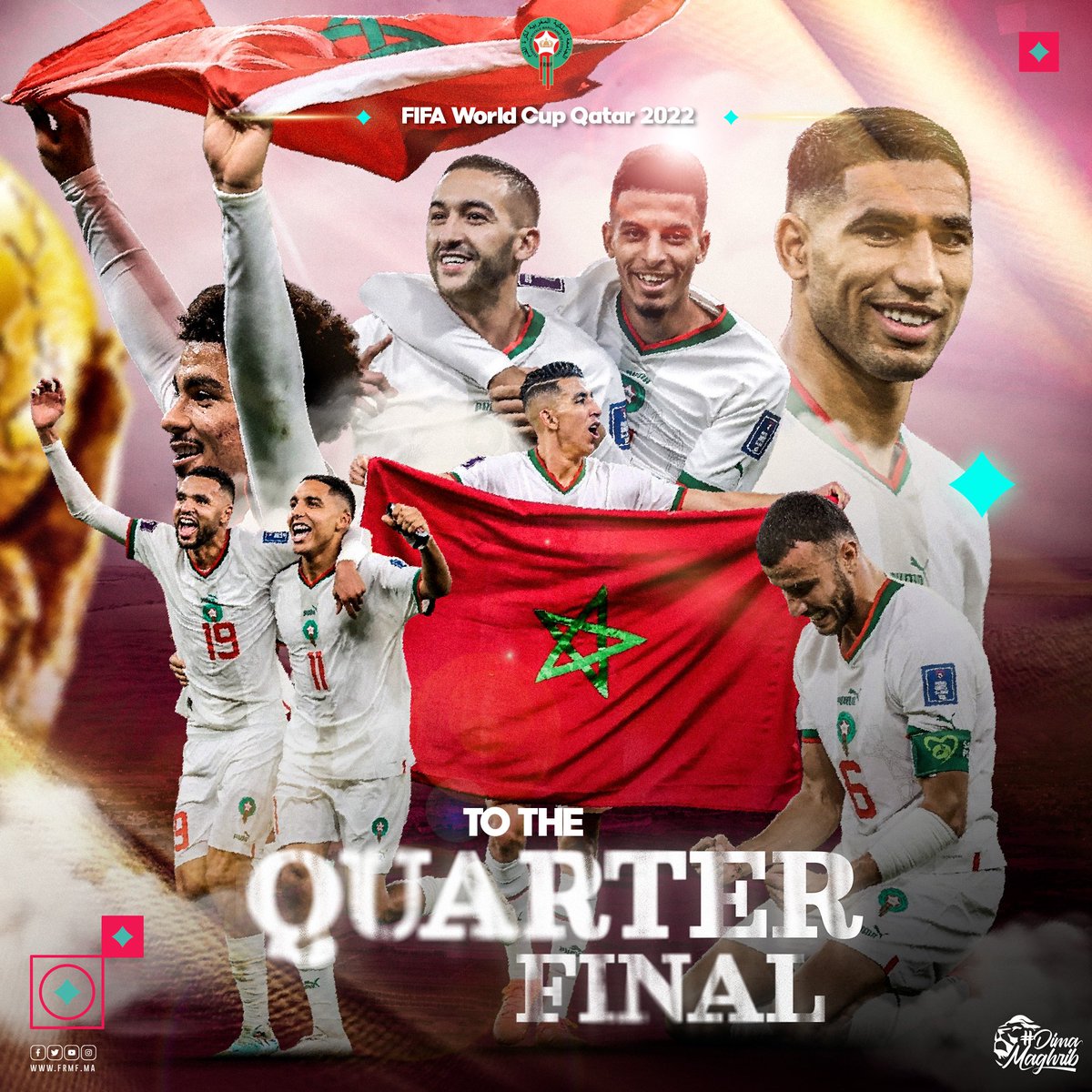 EnMaroc's tweet photo. إلى ربع نهائي المونديال 🤩

#DimaMaghrib 🇲🇦  #TeamMorocco #FIFAWorldCup @pumafootball https://t.co/wlyvzV8UfJ