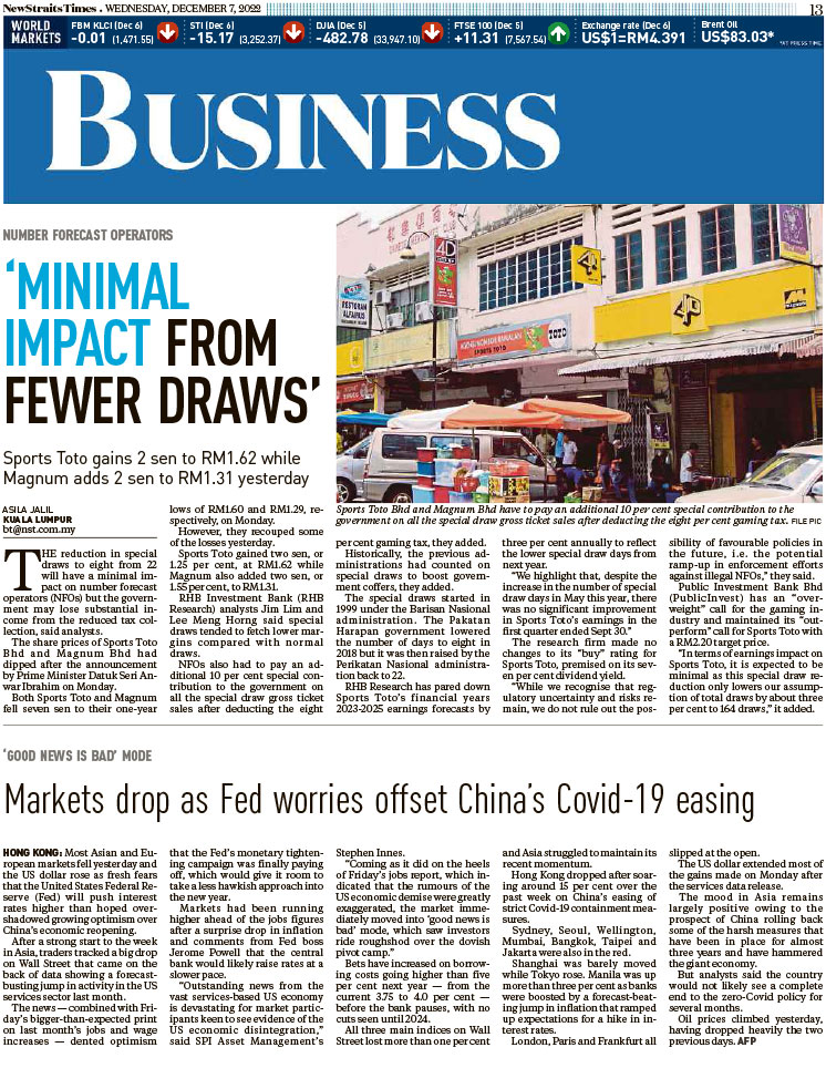 NST_Online's tweet photo. Thinking of unplugging from the Internet for a while? Go old school for your dose of morning news! Today in the #NSTprintedition #07December2022 https://t.co/2kGeIl8Fl8