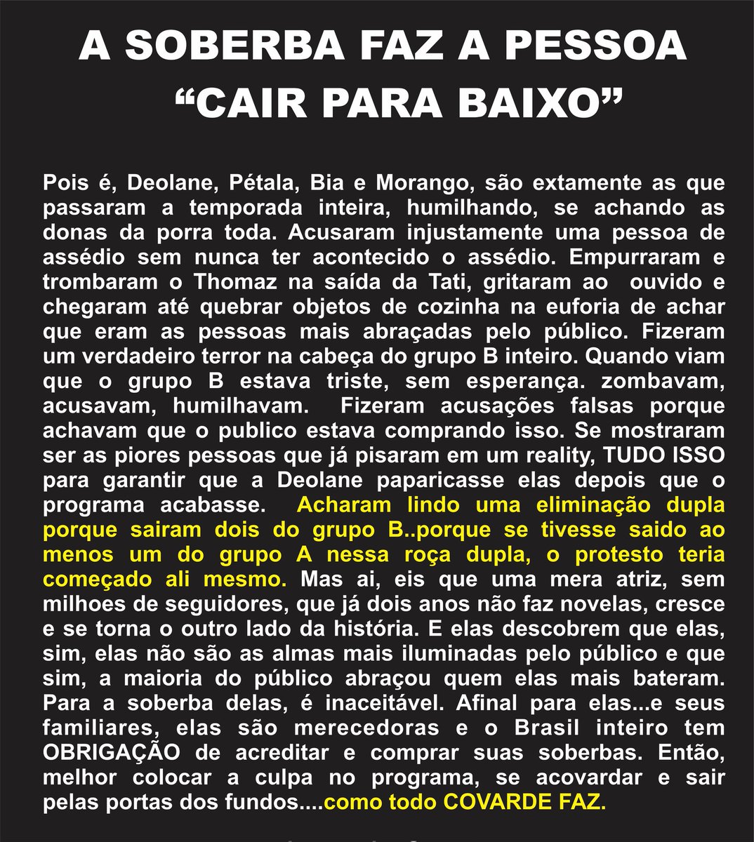 Ferpe3Joelma's tweet photo. @biamiranda Mais a participação dela é uma tragédia tanto dentro do programa quanto aqui fora,só passando vergonha e SENDO odiada e não só a participação dela a da bia,e o restante do grupo A só deu 💩💩💩💩💩💩💩💩💩💩💩 https://t.co/Jw5gKBbyXx