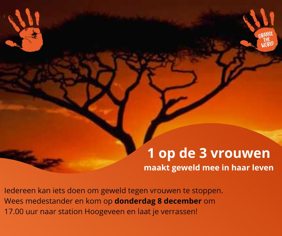 SorDeReest's tweet photo. Station Hoogeveen is op 8/12 om 17.00 het toneel voor een muzikale verrassingsactiviteit waarvan alle toevallige passanten getuige kunnen zijn.
Kom en wees #medestander! #stopgeweldtegenvrouwen en #OrangeTheWorld @NS_Stations @GemHoogeveen @Alfacollege @NLSoroptimist @UNWomen_NL https://t.co/AdrdMfEY16