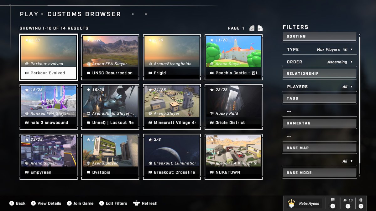 Mr_Rebs_'s tweet photo. The Halo Infinite December update just arrived and it includes the Custom games browser! I can’t believe they released the customs browser early, this is huge for the Halo community. Thank you 343 Industries! I hope this brings back a lot of players. 
#Halo #HaloInfinite https://t.co/LBlPiMA1iS