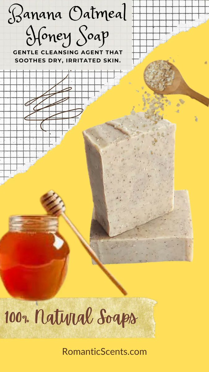 romanticscents's tweet photo. Our handmade Banana Oatmeal Honey Soap is a gentle cleansing agent that soothes dry, irritated skin. This soap produces a creamy, rich foam while moisturizing your skin.
Order today!
https://t.co/kKei68unAL
#handmade #handmadesoap #cleaningagent #soap #moisturiseskin https://t.co/TWdloMrAs4