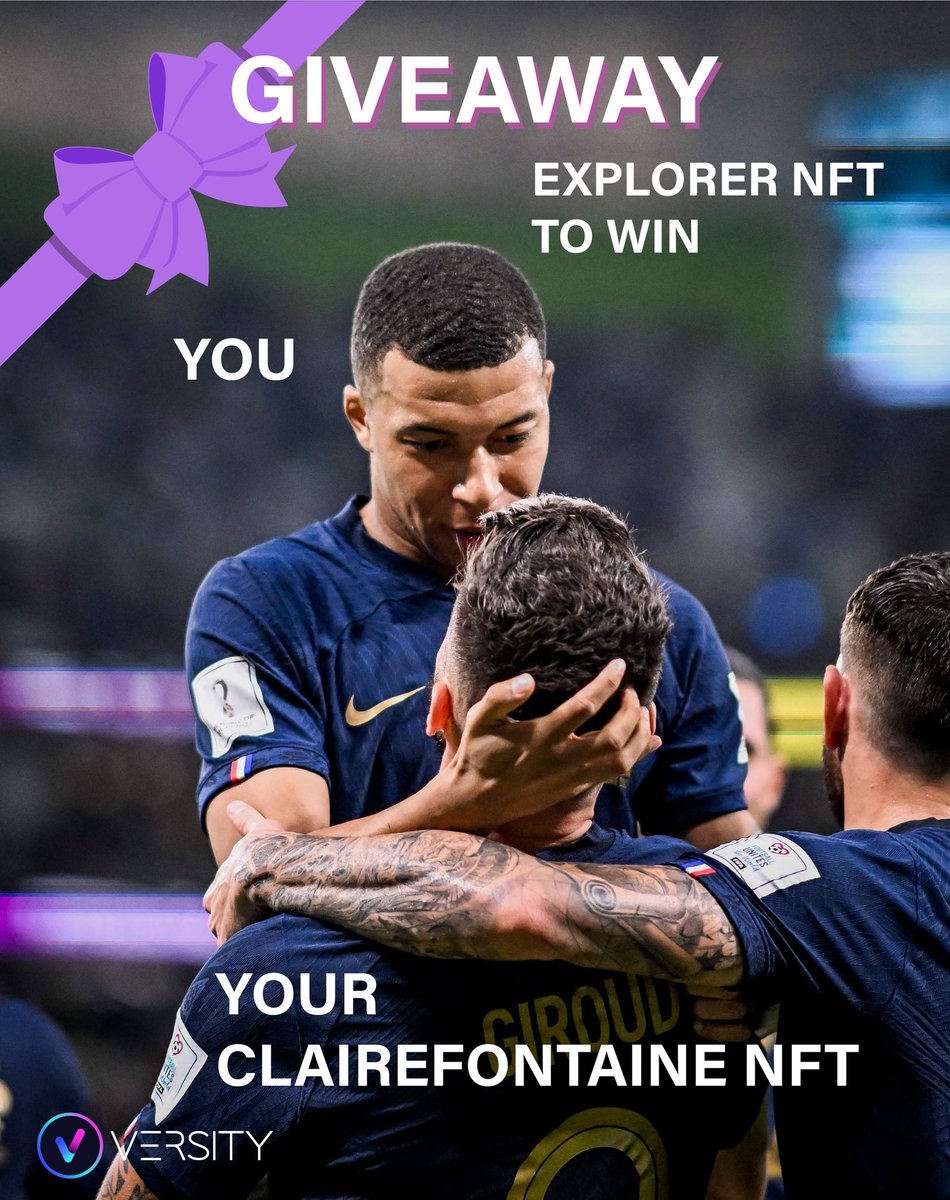 #Giveaway #jeuconcours 
 
🎁 Win Clairefontaine (78164) #NFT Parsell. (<a href="/FFF/">FFF</a> training center city)
 
Rules: 

RT + Follow <a href="/HelloVersity/">Versity</a> 
Find and comment the final score of #FRAANG
Bonus: Follow Versity on Instagram : instagram.com/versity_offici…

🔓 Saturday, December 10th, 10pm