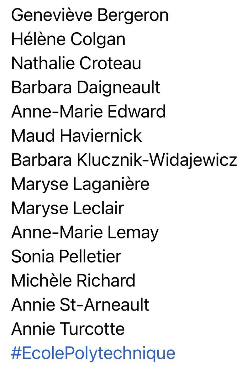 SiSityaawks's tweet photo. Say their names. #EcolePolytechnique 
Dec 6 1989. #EndViolenceAgainstWomen #16DaysOfAction https://t.co/LQff33ykfD