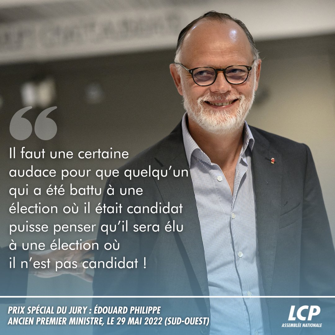 Prix de l'humour politique 2022 : <a href="/EPhilippe_LH/">Edouard Philippe</a>
remporte le prix spécial du jury pour sa sortie sur Jean-Luc Mélenchon dans les colonnes de <a href="/sudouest/">Sud Ouest</a>. #PressClub_HP Cc <a href="/PressClubFrance/">Press Club de France</a>