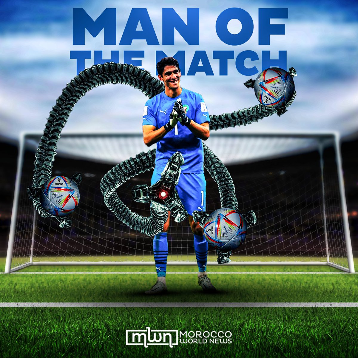 MoroccoWNews's tweet photo. #FIFA has named #Morocco's goalkeeper Yassine Bounou the Man of the Match following the Morocco vs Spain round of 16 match
#Bounou was able to end Spain's #WorldCup dream after stopping two goals on the penalties.
Morocco defeated Spain 3-0 on penalties to reach the quarterfinals https://t.co/JpNTRcHiHI