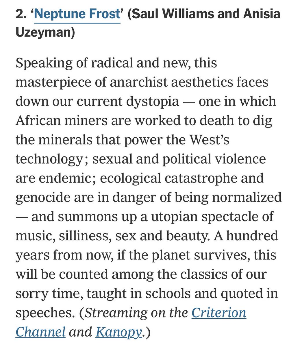 👀 NYT smoking that Neptune Frost for Best Movies of 2022 💨✨