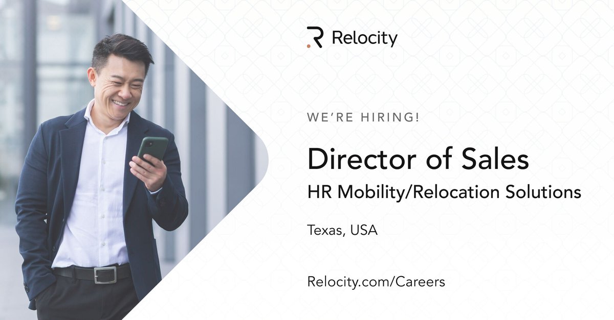RelocityInc's tweet image. Do you love finding new customers and deepening relationships with current ones, all while working with a high-energy and passionate sales team? If your answer is yes, then apply to be our Director of Sales in #Texas: bit.ly/3Apz98J

#JoinRelocity #JoinTheGrowth #Remote