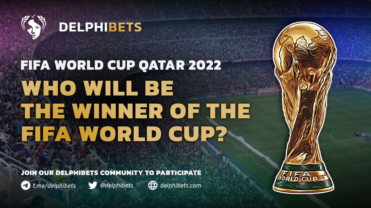 🔮 PREDICTION #30: WORLD CUP WINNER ⚽️

Who will be the winner of the FIFA World Cup Qatar 2022?

➡️ Join t.me/delphibets to place your prediction!

$DPH $XRD #delphibets #prediction #FIFA #FIFA2022 #Qatar2022 #WorldCup2022 #WorldCup