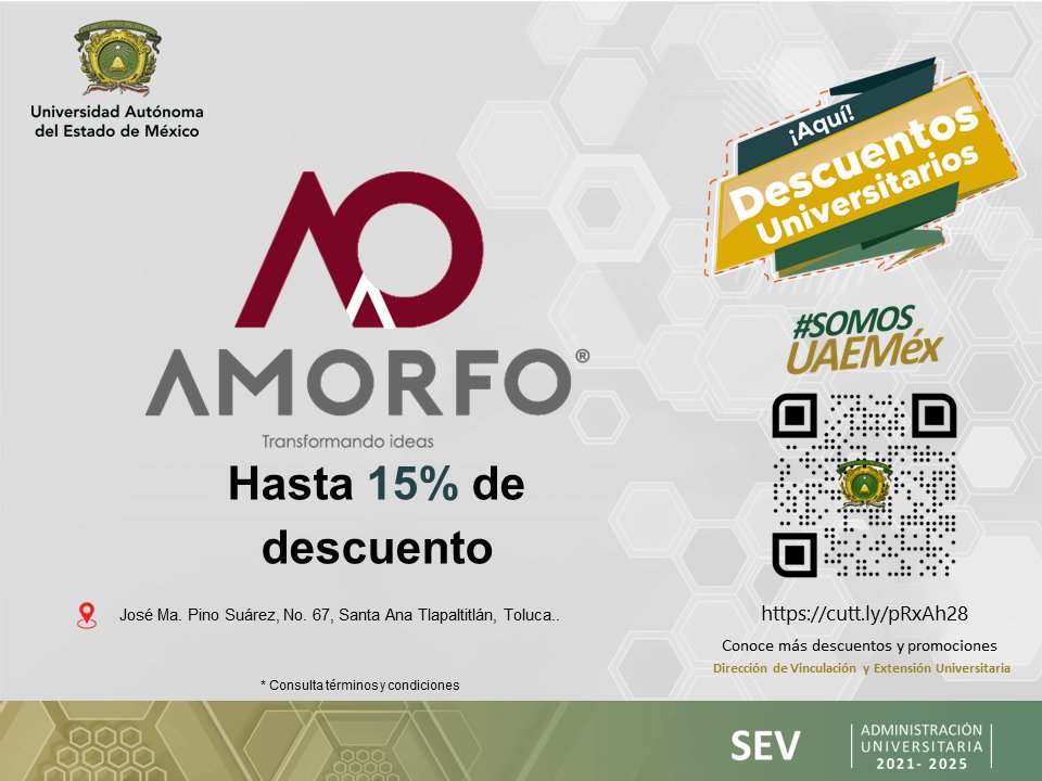 SEV_UAEM's tweet photo. ¡Te compartimos más descuentos a los que puedes acceder!
Sólo es necesario que presentes tu credencial UAEMéx vigente.
#SomosUAEMéx💚💛 https://t.co/k0NytHDEJY