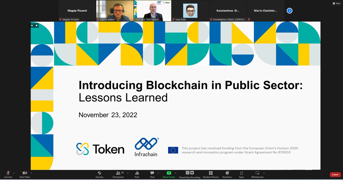 [▶REPLAY] #Infrachain organised a <a href="/TOKEN_EU/">TOKEN</a> Project webinar 💻 on “Introducing Blockchain in Public Sector: Lessons Learned” to present some lessons learnt through the project when introducing #Blockchain in the #publicsector. 🔗

🍿 Watch the replay now👉bit.ly/3BgqTIp