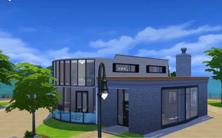 cosmicviber1's tweet photo. @TheSims i really gave myself a challenge on this one - a type of styled house i never make + diagonal walls + rounded walls! WHILE recovering from surgery😂 https://t.co/soCbYMT9fI
