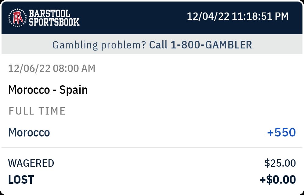 davidddooley's tweet photo. @bs_sportsbook @barstoolsports
@CUBarstool @stoolpresidente Morocco won! Nothing said they couldn't win in penalties. Please pay this out correctly https://t.co/eYu3w62P5r https://t.co/wGRBq7j8d7