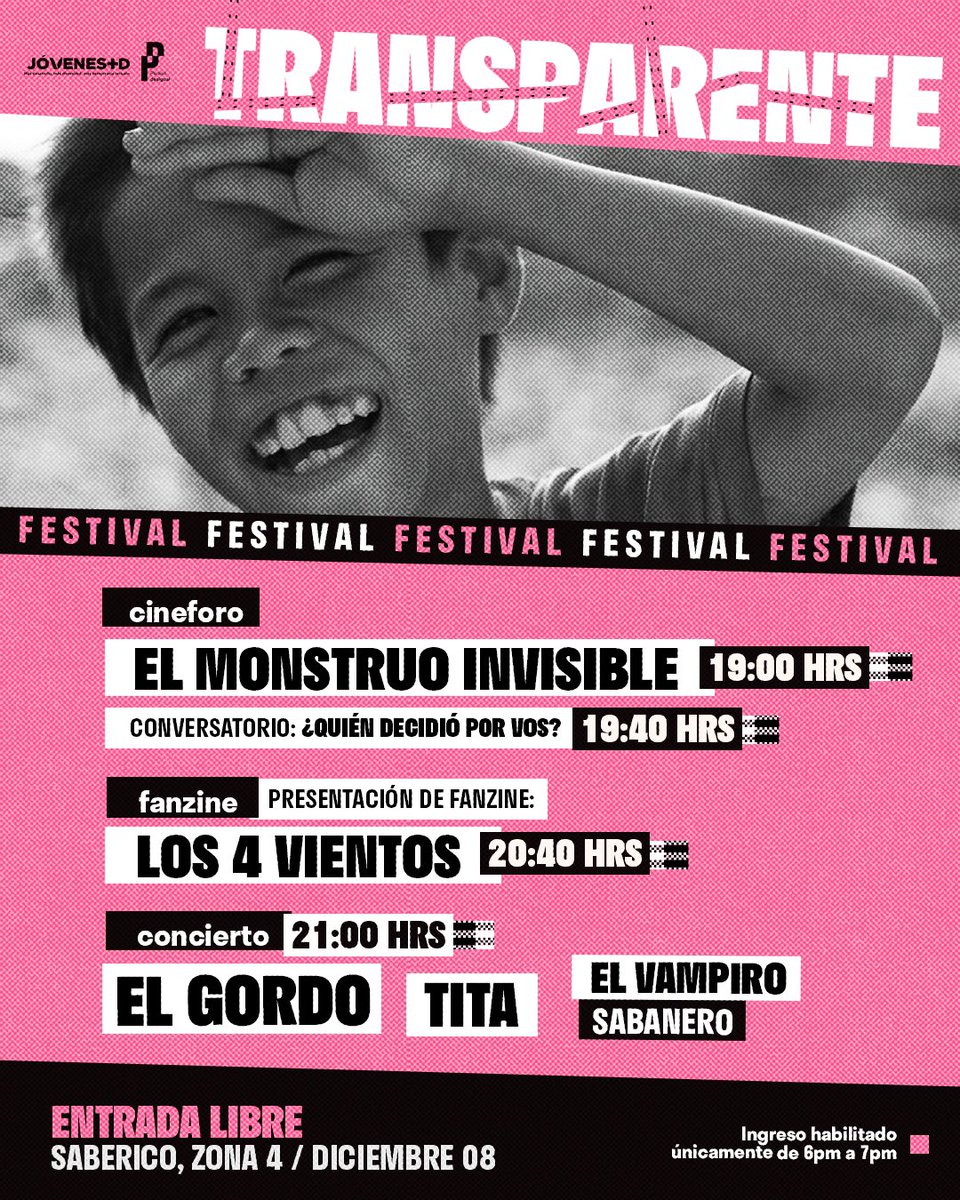 ¡Nos vemos este 8 de diciembre en el #FestivalTransparente!🤩Recuerda que el ingreso será habilitado de 6:00 PM a 7:00 PM y puedes registrarte aquí: shorturl.at/BDHIM 

Les esperamos🚀