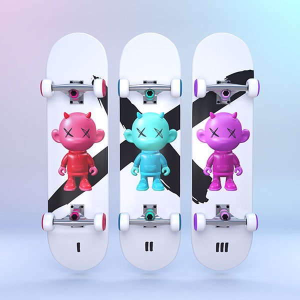 drippieverse's tweet photo. Introducing DripX💧

A triptych collection of Drippie skateboard NFTs - holders only
Encompassing the fashion / hype vibes of Drippies with an influence from Block Tackle’s first project @PlaySkateX 

1/1 physical collection auction coming soon.

Will you collect a perfect set?👀 https://t.co/d63t2z417H