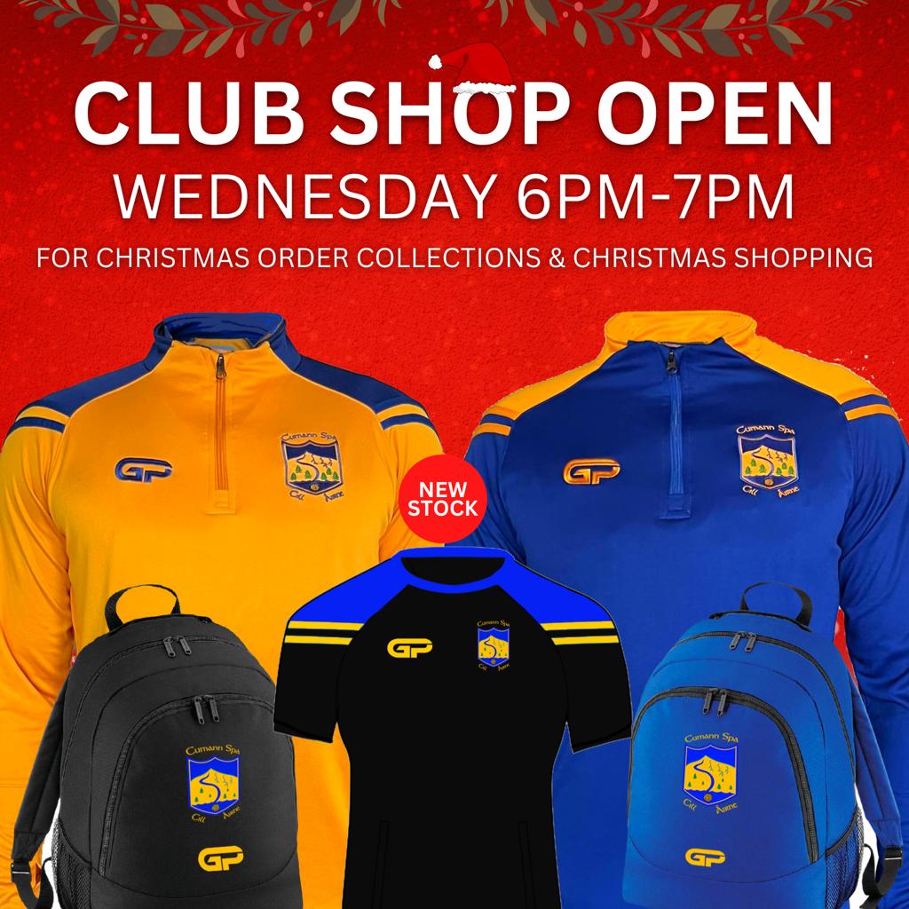 gaa_spa's tweet image. @gaa_spa merchandise shop open this Weds Dec 7th from 6-7pm for Christmas gifts and collection of orders 🎄💙💛