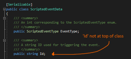 OVRLRD_VR's tweet photo. Just discovered a fun feature of #unity - if you give your serializeable classes an 'Id' string and put it at the top of the class file, Unity will automatically use it to name instances of the class in the inspector. Massively helpful for long lists of things #unitytips #gamedev https://t.co/izWbq2ry5U