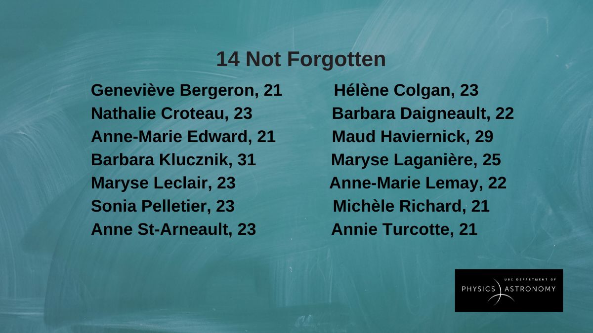 UBCphas's tweet photo. Dec 6th marks Canada's National Day of Remembrance and Action on Violence Against Women and the anniversary of the murder of 14 women at École Polytechnique de Montréal. We stand with @UBC against all forms of violence. #14notforgotten #EndViolence https://t.co/v0VLfkm2lN