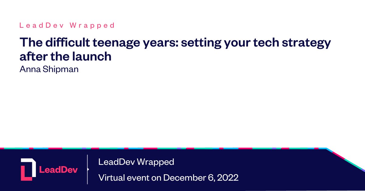 TheLeadDev's tweet photo. When launching a new product, it can be easy to lose the vision once launched. Our next talk for the #LeadDevWrapped #LeadingEng track with @annashipman shares how to bring things back on track after her experiences launching two major sites.
Watch now: https://t.co/HJS20MPXI9 https://t.co/DUPHfL5Df9
