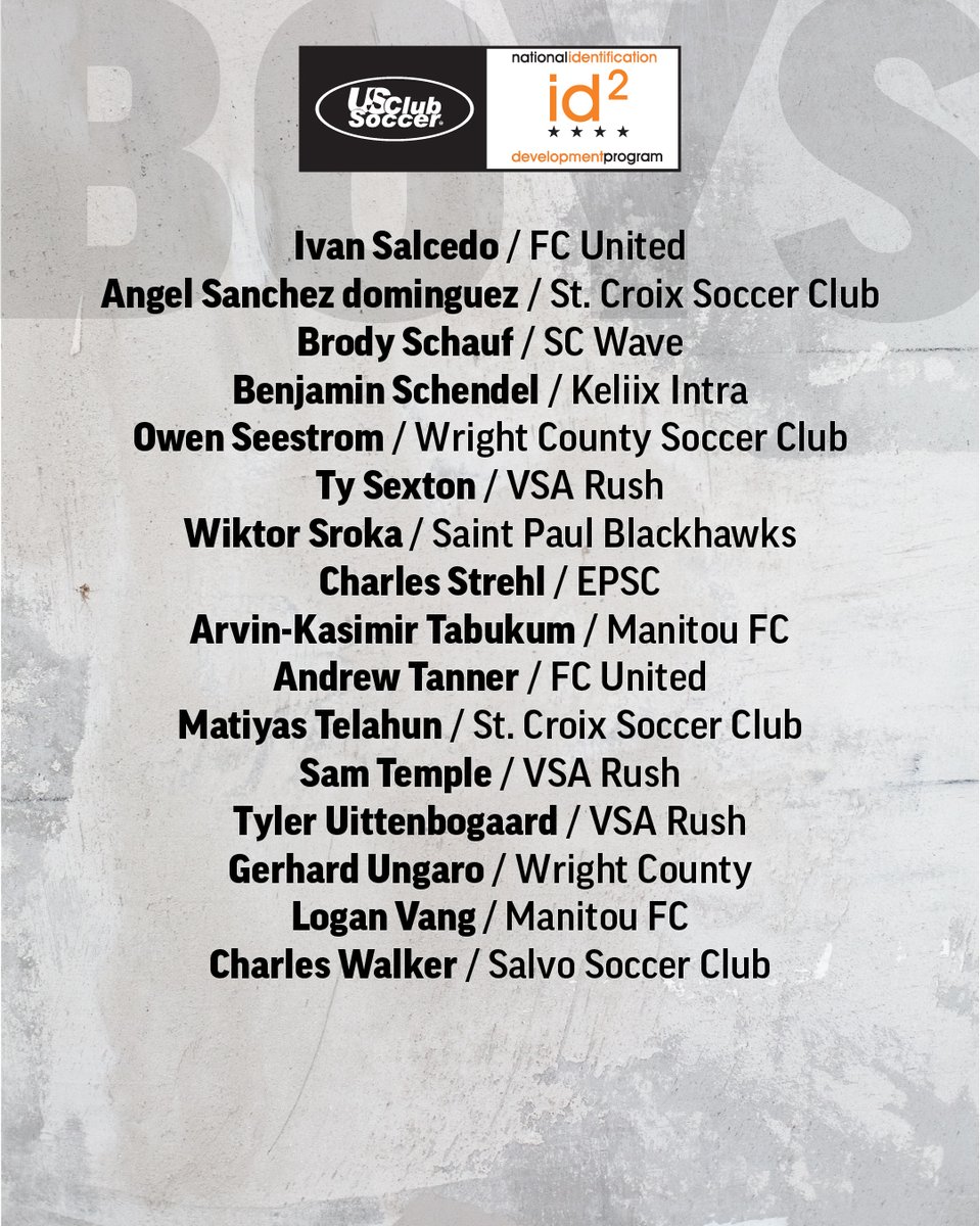 USClubSoccer's tweet photo. Boys rosters: https://t.co/S9pTs8mIAI