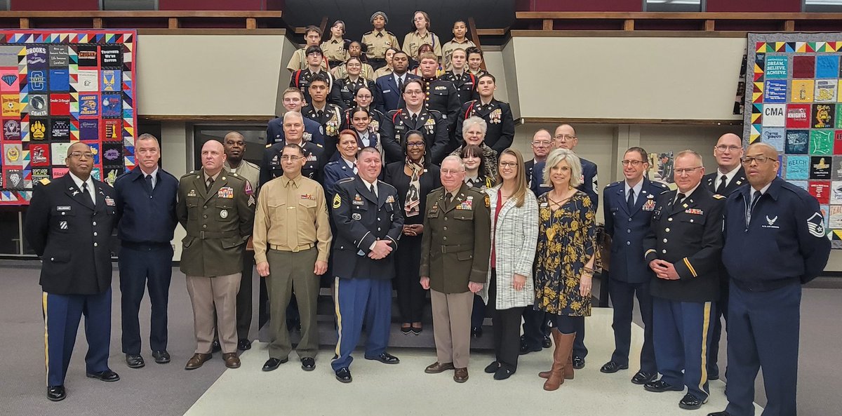 crystalabasolo's tweet photo. Superintendent Breakfast this morning.  We also said goodbye to the longest JROTC/Leadership Instructor, Andy Trager. After he finishes this year, he will be dearly missed. East High was also represented this morning. #blueace #WpsProud @MrsBlueAce @WichitaUSD259 https://t.co/v9zWAcJRTU