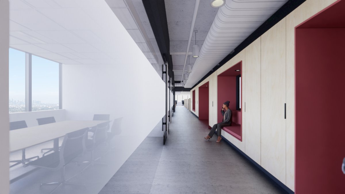 assembledge's tweet image. A preview of the new gNet headquarters. Spanning two floors in the Miracle Mile Tower, the office design is organized around three primary landmarks visible from the suite – Downtown, the Hollywood Hills, and the Pacific Ocean. 
assembledge.com/projects/4925/
#assembledge #officedesign