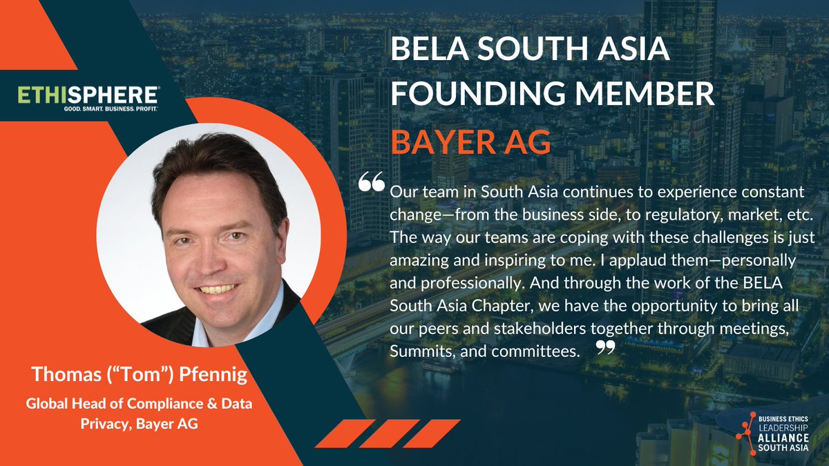 In this Q&A conversation, Thomas Pfennig, Global Head of Compliance & Data Privacy, @Bayer AG, talks about listening, learning, and the power of maintaining a purpose-driven culture and focus. Download and review Tom's contribution: hubs.li/Q01v7mFW0 #OurBELA