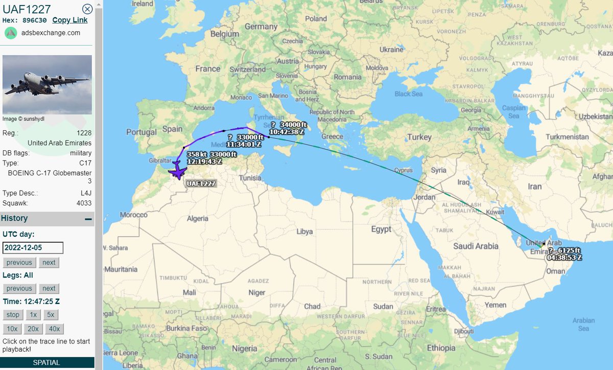 Gerjon_'s tweet photo. Spotted on 🛰️Sentinel-2 at 🇲🇦Bouarfa Airport in Morocco this morning:
1) Maximus Air Cargo Antonov An-124 🇺🇦UR-ZYD #MXM3721
2) UAE Air Force C-17A 🇦🇪1228 #UAF1227
I don't need to tell you which is which 😅
Oddly, they also visited about a year ago... 🤔
Cc. @vcdgf555 https://t.co/h7svpBTAz6