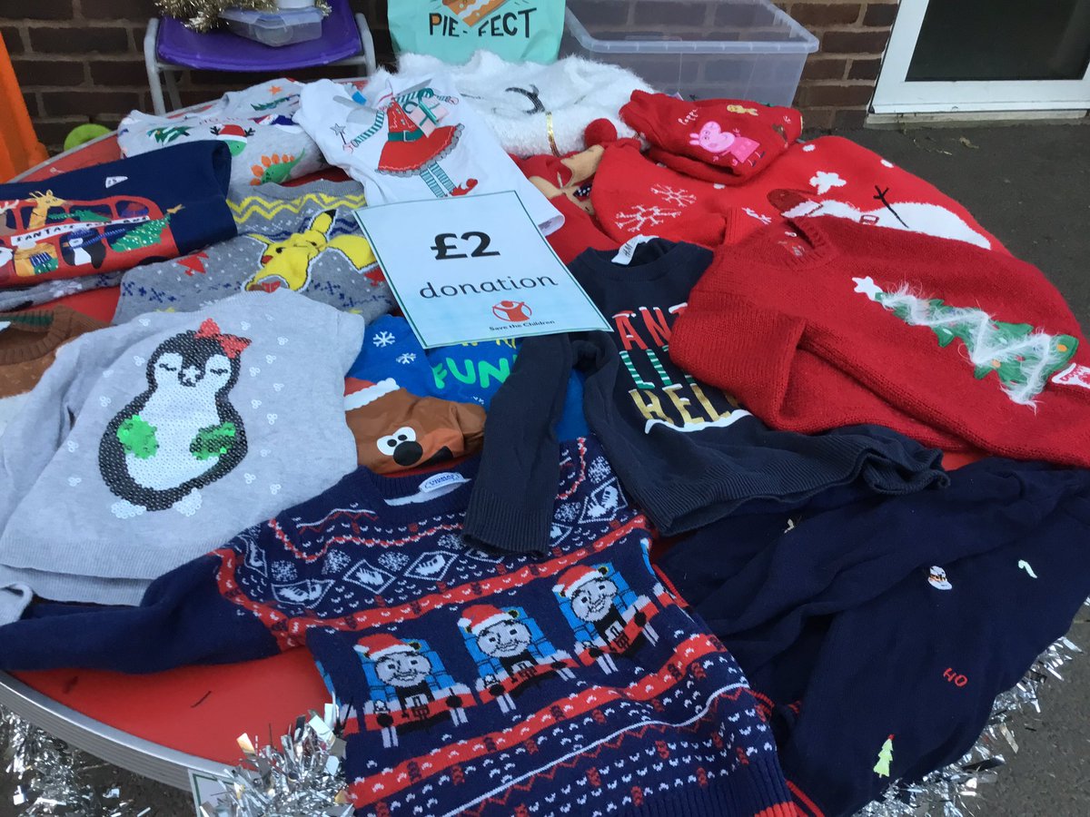 HatfeildPrimary's tweet photo. Ahead of @savechildrenuk jumper day, we’ve had a successful sale of some donated pre-loved jumpers. Wonderful support for a super cause! #ChristmasJumperDay #hatfeild https://t.co/V5sIrhhYFF