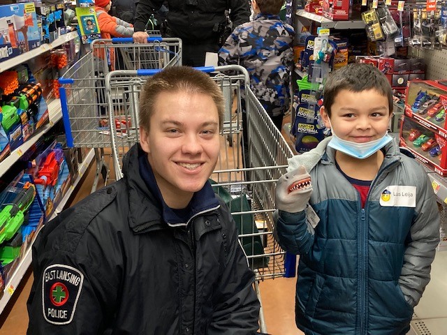 CityofEL's tweet photo. The #EastLansing Police Department's officers, cadets, Neighborhood Resource Specialists, records staff and administrators were honored to be a part of the annual Ingham County Shop with a Cop event once again this past weekend! Check out these great photos! ❤️ https://t.co/Yu2zMzpyo3