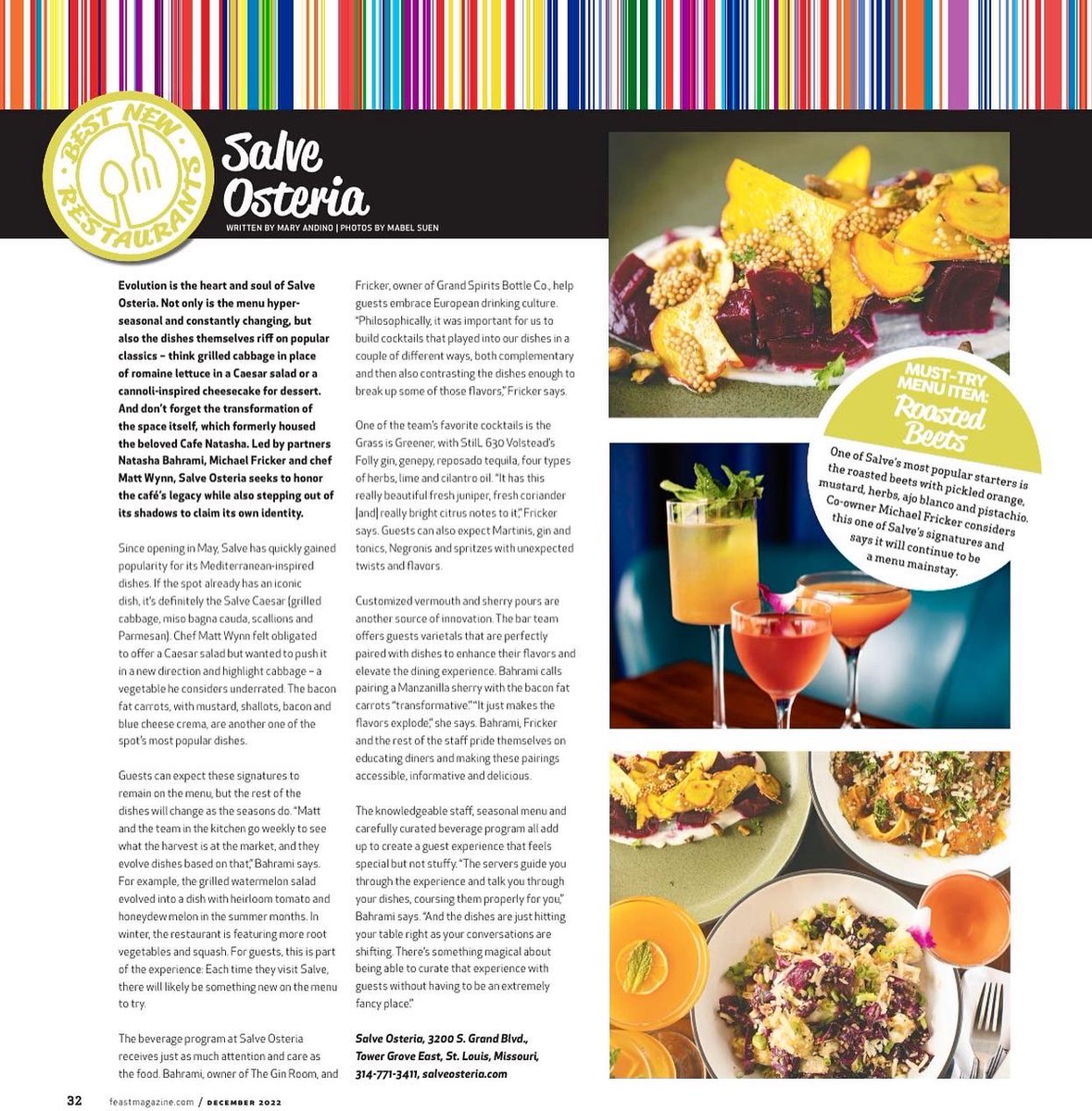 So deeply honored. Congratulations to the <a href="/SalveOsteria/">SalveOsteria</a> for making Feast Magazine 2022 Best New Restaurant List!