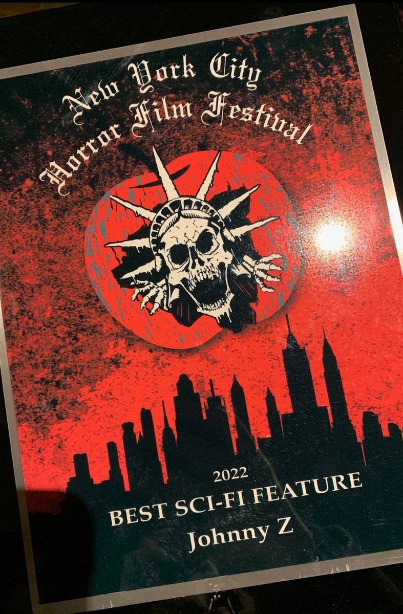 ActorMMerchant's tweet photo. Johnny Z won Best Sci-Fi Feature at the New York City Horror Film Festival! #NYCHFF https://t.co/w1QreqloMG