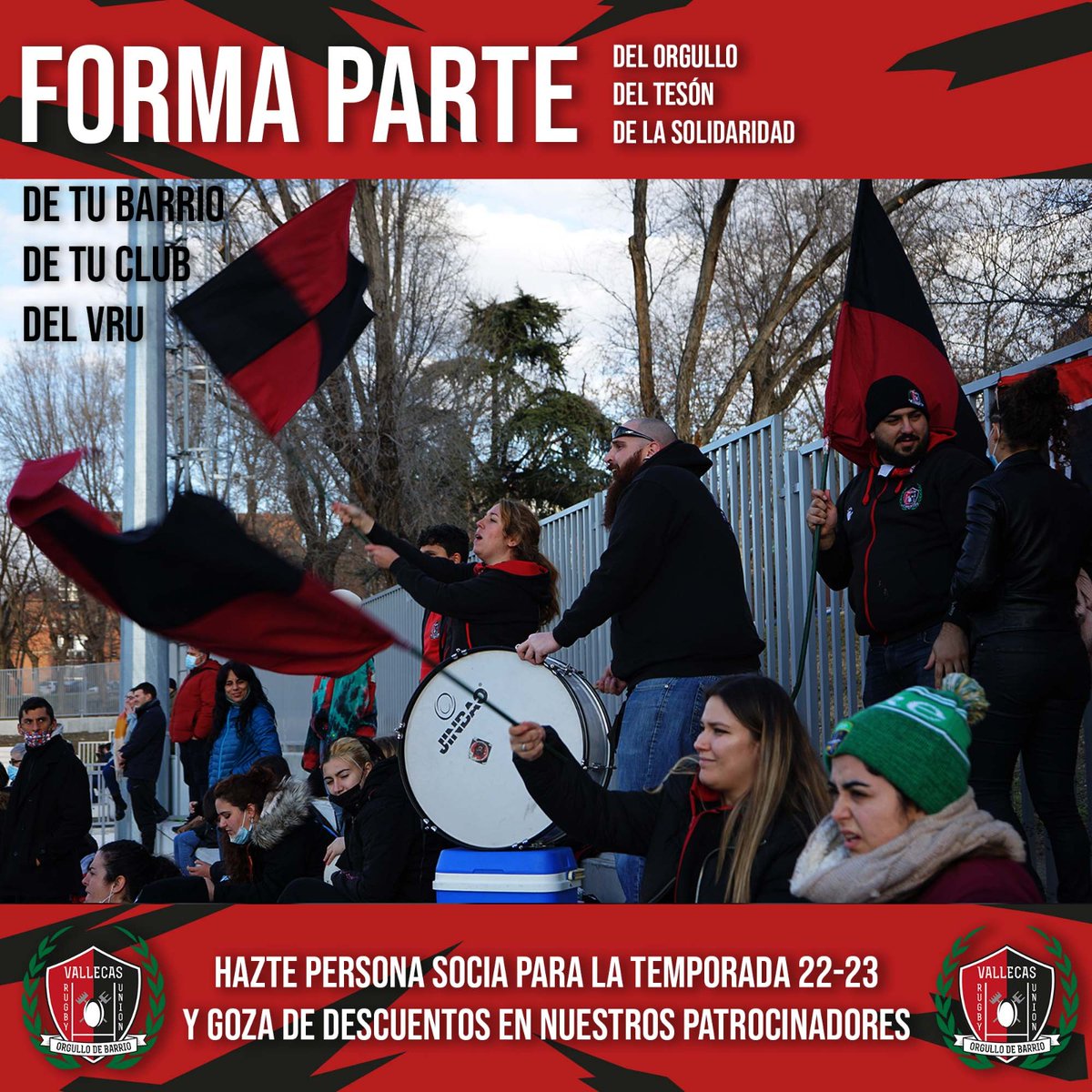 Orgullosos y orgullosas de nuestro equipo, nuestro barrio y, por supuesto, nuestra afición.

Únete a la marea rojinegra y hazte persona socia. Tendrás beneficios en nuestros patrocinadores y, sobretodo, nuestro agradecimiento por contribuir a hacernos un club más grande.