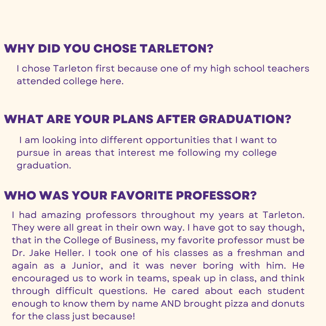 COBTarleton's tweet photo. 3 DAYS UNTIL GRADUATION!!
Continuing on with our Outstanding Graduate recognition is Ana Pena Estrada! Congratulations to you Ana on this accomplishment, and we wish you the best of luck in all your future endeavors!
#TarletonGrad #BleedPurple #Outstanding https://t.co/VqhZihwhaw