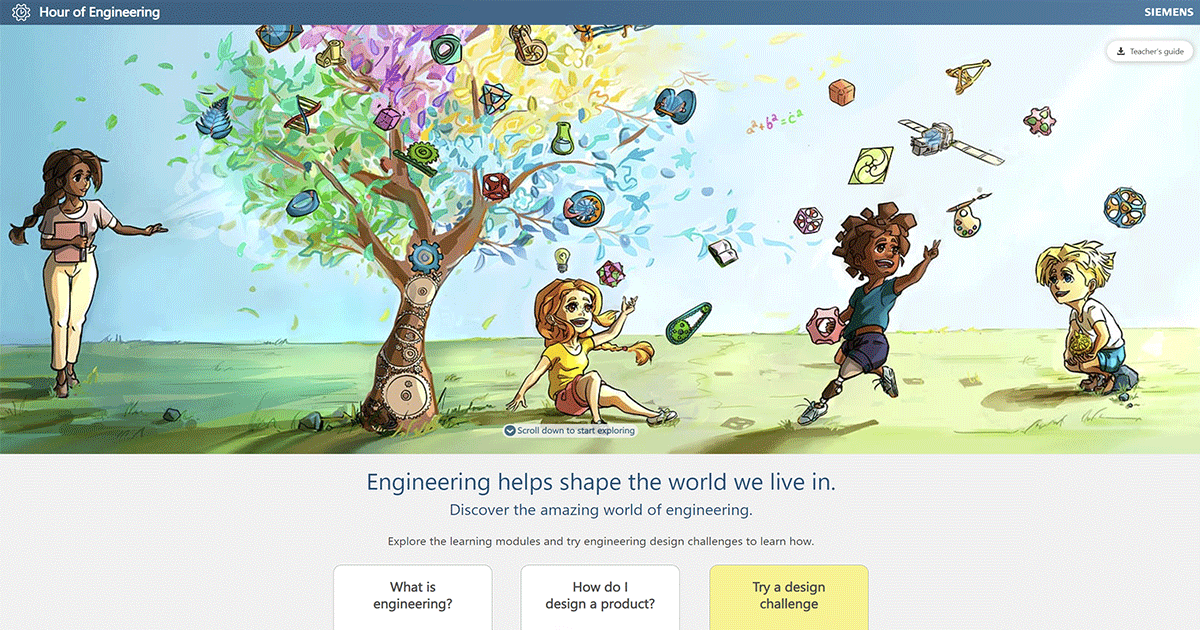 siemenssoftware's tweet photo. Because we want to inspire and educate the next generation of engineers: welcome to #HourOfEngineering, our online learning tool that empowers #K12 educators to introduce #STEM standards-aligned engineering concepts in as little as an hour. 👩‍🏫  https://t.co/MmIklU3win https://t.co/thkqRduSAJ