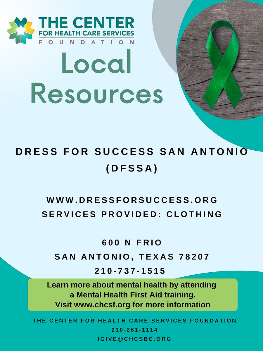 CHCSFoundation's tweet image. Dress for Success San Antonio (DFSSA)
dressforsuccess.org
Services Provided: Clothing
600 N Frio
San Antonio, Texas 78207
210-737-1515