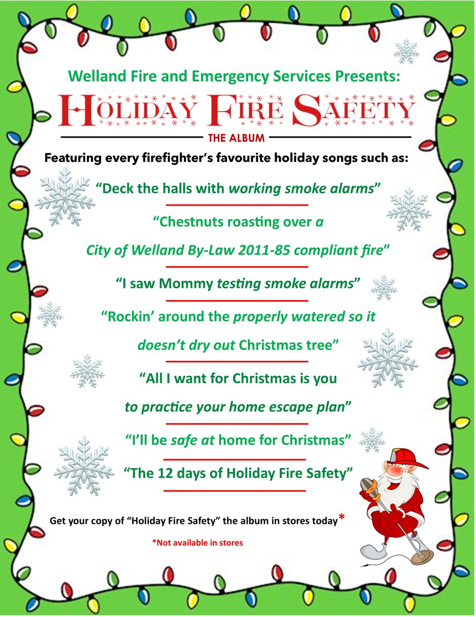 WellandFire's tweet photo. The holiday music re-mix album that doesn't exist (but we wish did). 

On behalf of @Welland Fire and Emergency Services, we wish all of our friends and followers a safe and happy holiday season. https://t.co/ZJO9fUTfmf