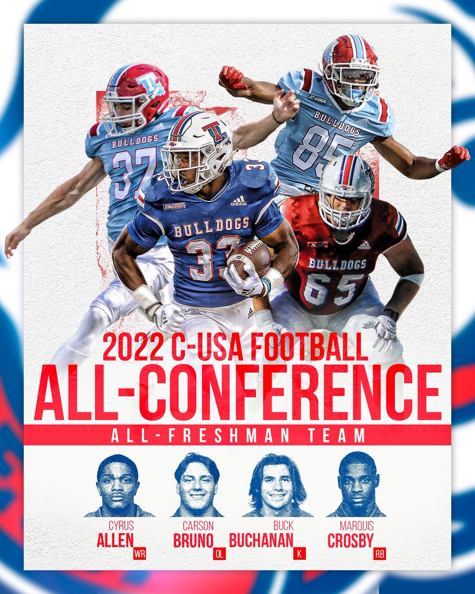 All-Freshman <a href="/ConferenceUSA/">Conference USA</a> selections ⤵️

K | <a href="/buck__buchanan/">Buck Buchanan</a> 
RB | <a href="/MarquisTCrosby/">Marquis.TCrosby1</a>
WR | <a href="/Cbilll15/">Billy Challali</a> 
OL | <a href="/CarsonBruno2/">Carson Bruno</a>  

#EverLoyalBe