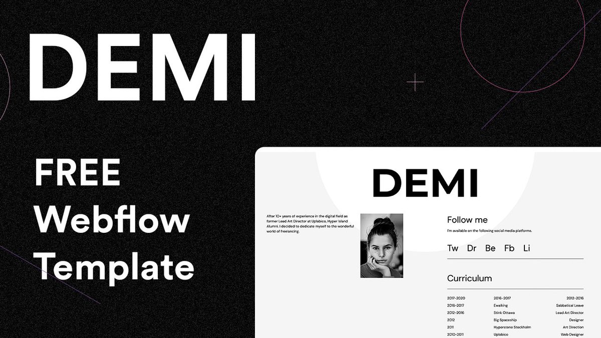 webdevforyou's tweet image. Clone the free template into your Webflow dashboard here: webflow.grsm.io/templates6130?…. Feel free to ask any questions on how to use!
#webflow #websitebuilder #template #Webdesign #webdesigner #PortfolioWebsite