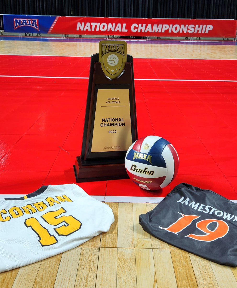 NAIA's tweet photo. Tonight is the night!
Will @CorbanAthletics or @JimmieAthletics win their first #NAIAWVB title tonight?

#BattleForTheRedBanner #PlayNAIA #collegevolleyball https://t.co/3cLUTDVXzi