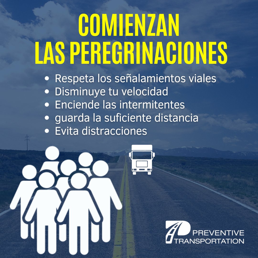 PrevTrans's tweet photo. En esta temporada son muchas las peregrinaciones que te puedes encontrar en el camino. 

Realiza una buena conducción para proteger tu integridad y la de las personas.

#PreventiveTransportation #TransporteDeCarga #PrevenciónVial #SeguridadVial https://t.co/dj6Q6APcmQ