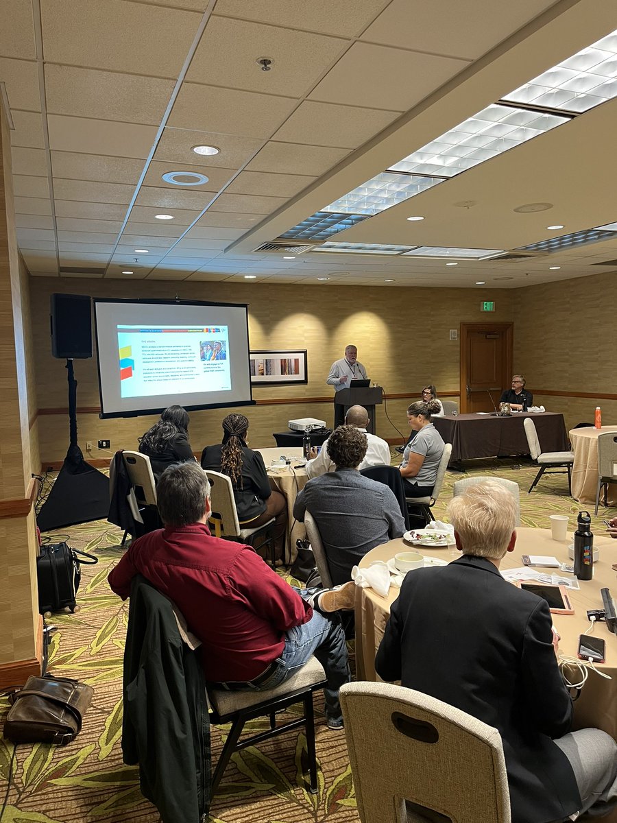 Internet2's tweet photo. Tom Jackson from @ncatsuaggies welcomes #Techex22 attendees to the MS-CC lunch while giving a great overview of #HBCUs https://t.co/Aq6JXFzgCI