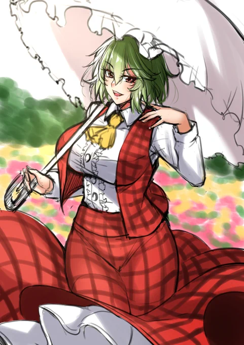 久しぶりの幽香描いた
東方求聞史紀の「強い者は大抵、笑顔である(定説)」辺りの説明文好き 