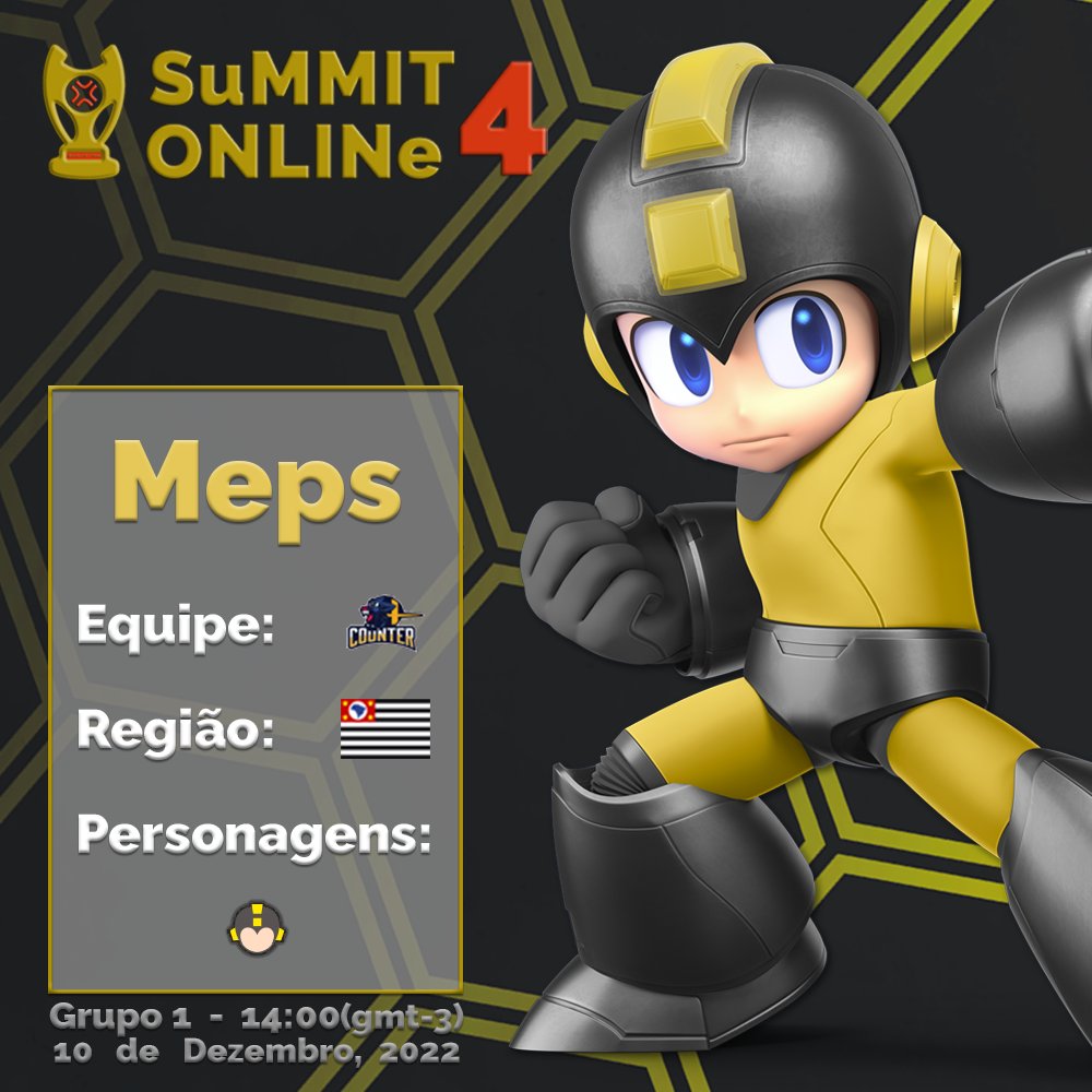 <a href="/fusionesportsba/">Fusion e-Sports</a> <a href="/LukituRS/">FSN | Lukitu</a> <a href="/smat_ssb/">Smat</a> <a href="/FranticClan5/">Frantic Clan</a> No Grupo 1:

A máquina paulista <a href="/Meps219/">Meps</a>, arma de guerra da <a href="/CounterSmashU/">Counter Smash Ultimate</a>, invadirá os circuitos onlines em busca de um upgrade para a disputa SEM LAG ⚙️ 

Não perca! 10/12 - 14:00(gmt-3)
twitch.tv/TryHardSmash