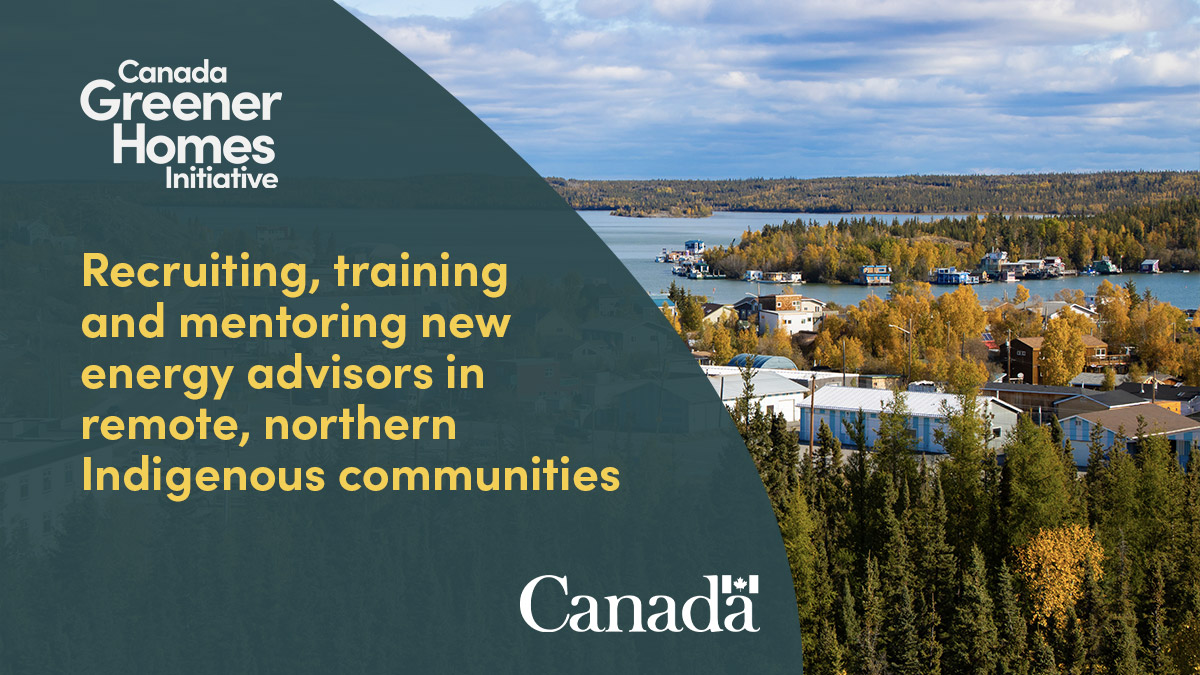 NRCan's tweet photo. Today, we announced an investment of over $563K to @IndigClnEnergy to recruit additional energy advisors to increase the capacity of the Canada Greener Homes Initiative in underserved rural and remote Indigenous communities. https://t.co/qrPLzKKFvJ